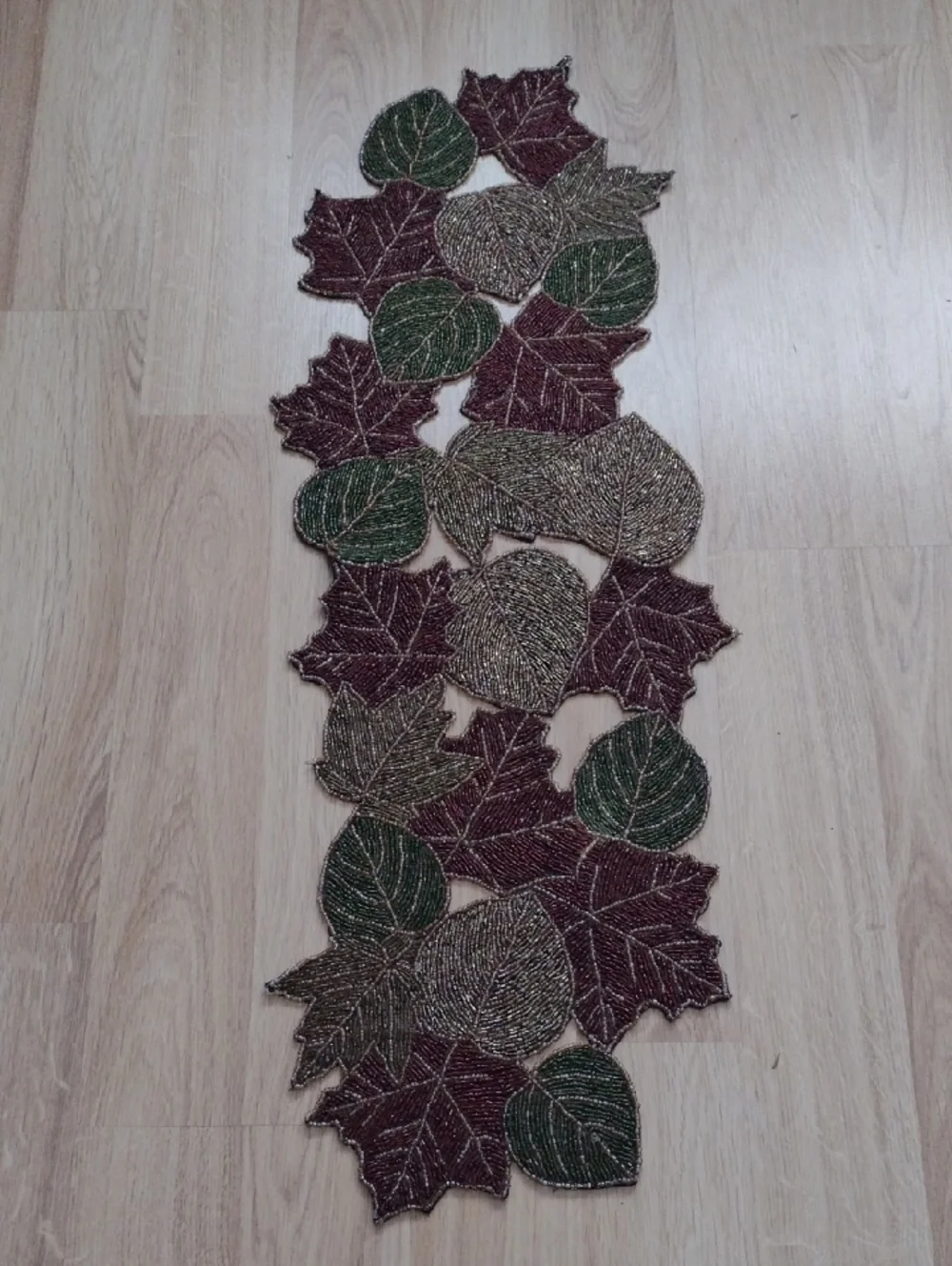 Pier One Glass Beaded Fall Autumn Table Runner 11